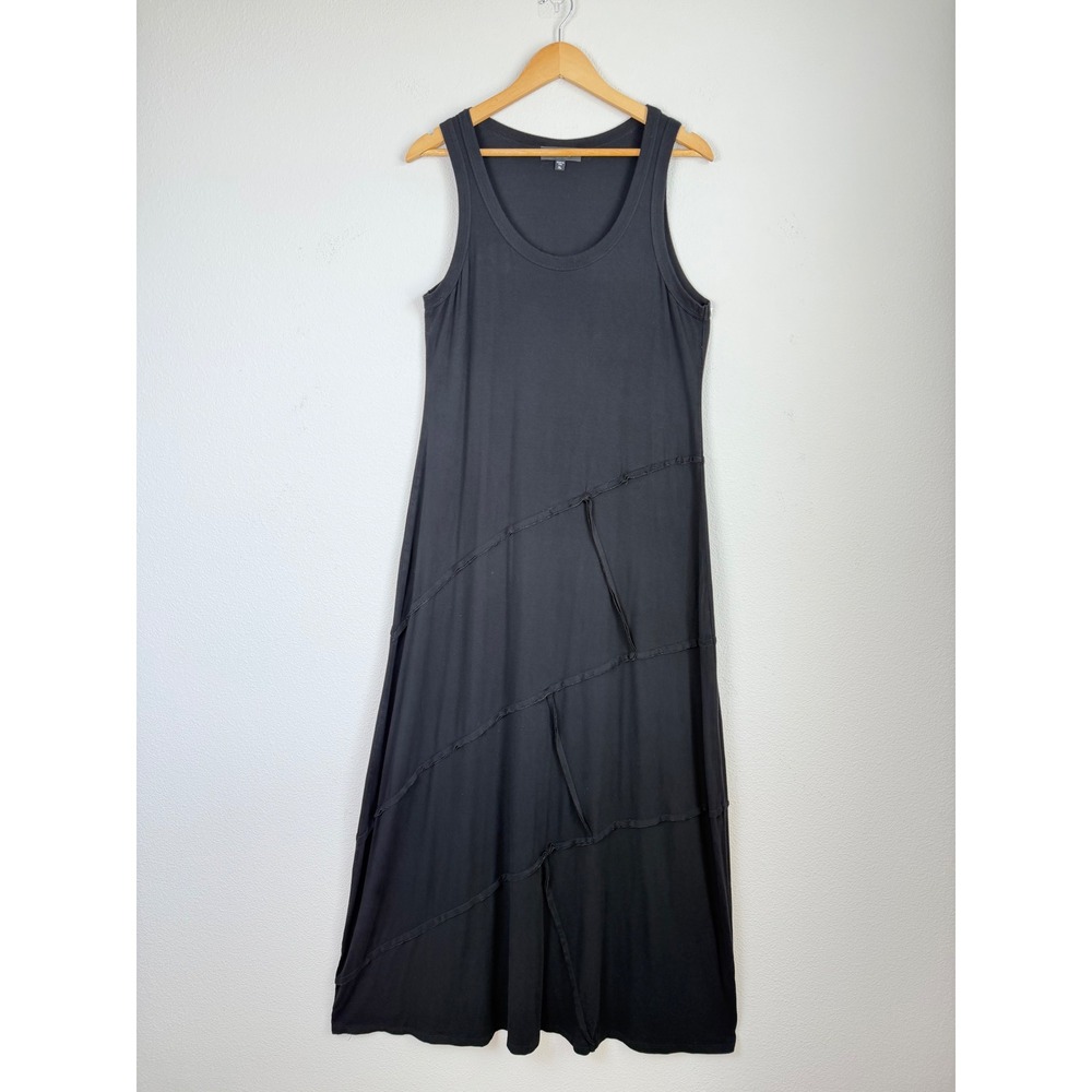 Karen Kane Black Maxi Dress XL Lagenlook Art To Wear Asymmetrical Minimalist USA